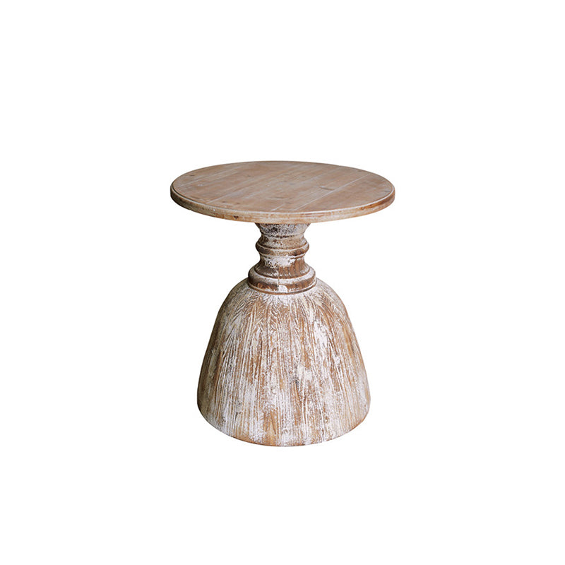 Rustic Round Side Table Solid Wood Pedestal Side End Snack Table