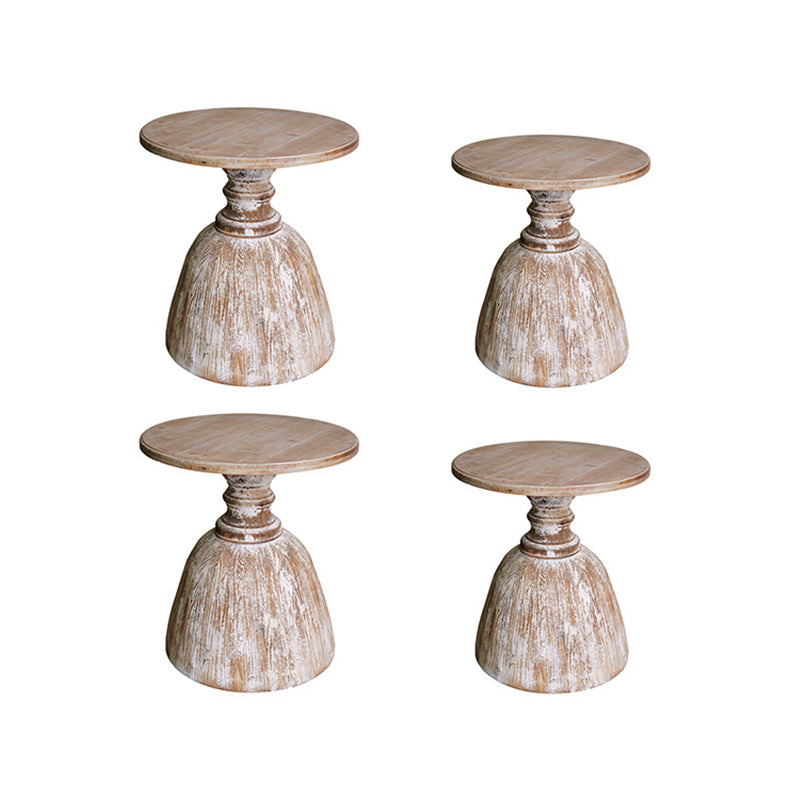 Rustic Round Side Table Solid Wood Pedestal Side End Snack Table