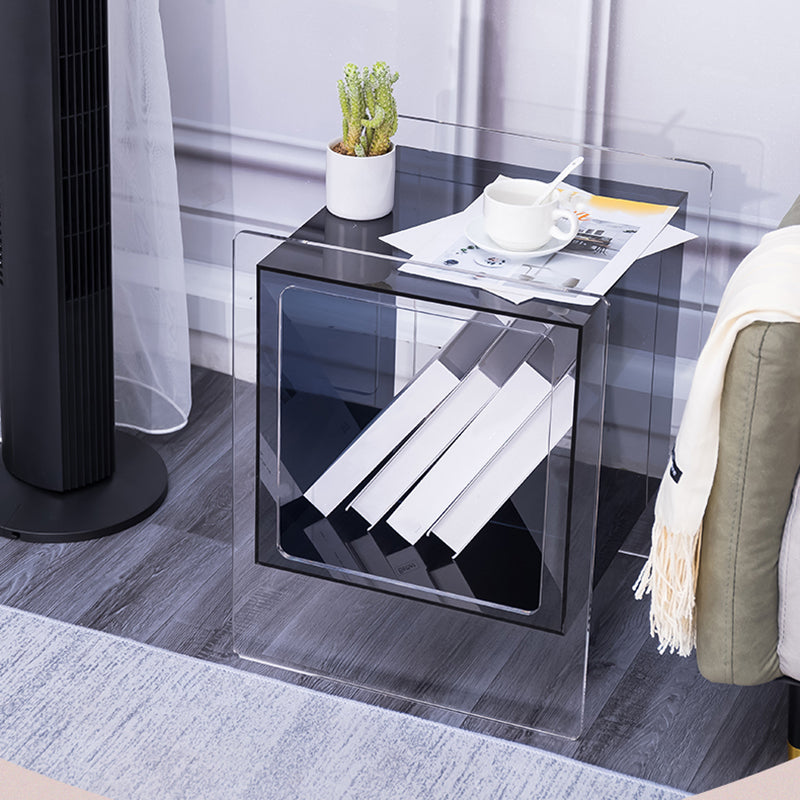 Modern Square End Table Double Tier Corner Table with Storage