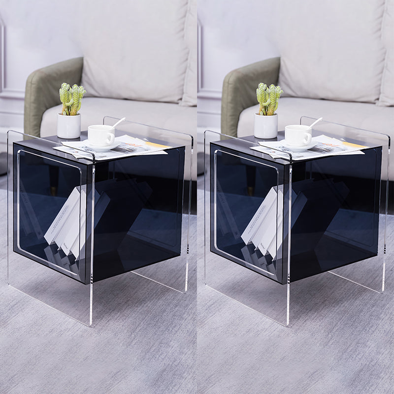 Modern Square End Table Double Tier Corner Table with Storage