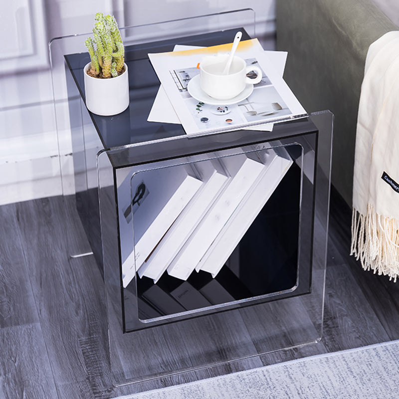 Modern Square End Table Double Tier Corner Table with Storage