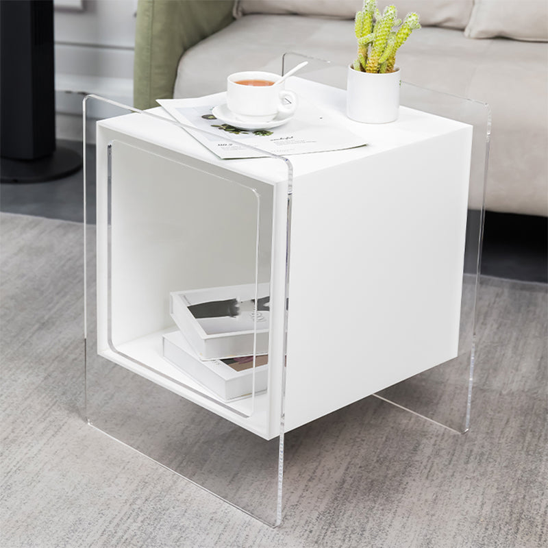 Modern Square End Table Double Tier Corner Table with Storage