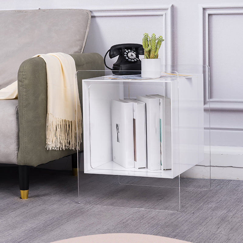 Modern Square End Table Double Tier Corner Table with Storage