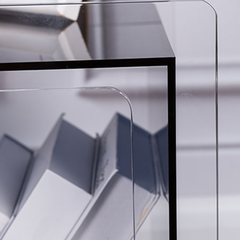 Modern Square End Table Double Tier Corner Table with Storage