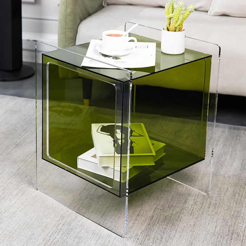 Modern Square End Table Double Tier Corner Table with Storage
