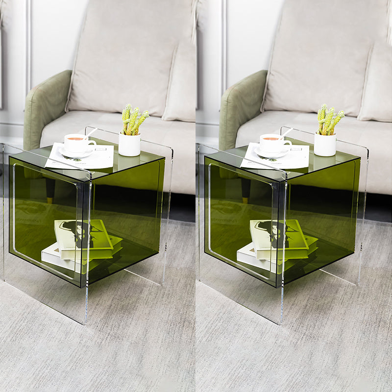 Modern Square End Table Double Tier Corner Table with Storage