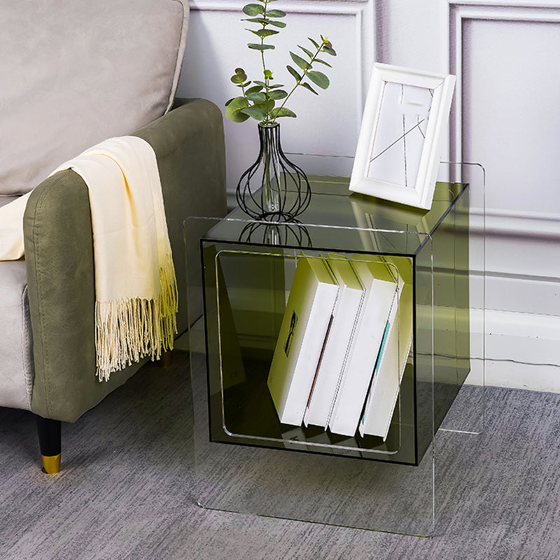 Modern Square End Table Double Tier Corner Table with Storage