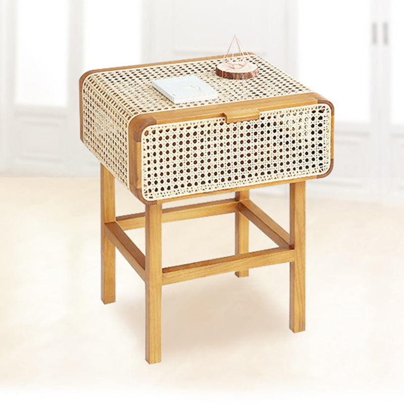 23.42-inch Wood End Table Storage Side Table for Living Room