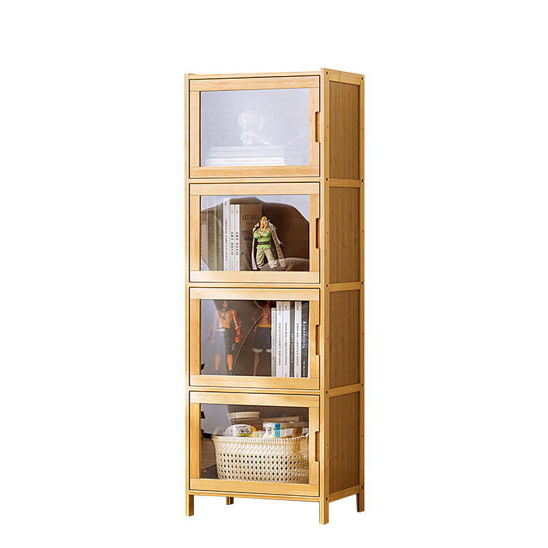 Contemporary Rectangle Storage Cabinet Natural Finish Accent Cabinet with Doors