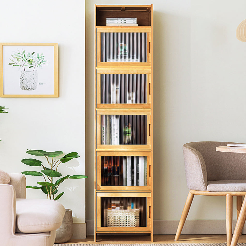 Contemporary Rectangle Storage Cabinet Natural Finish Accent Cabinet with Doors