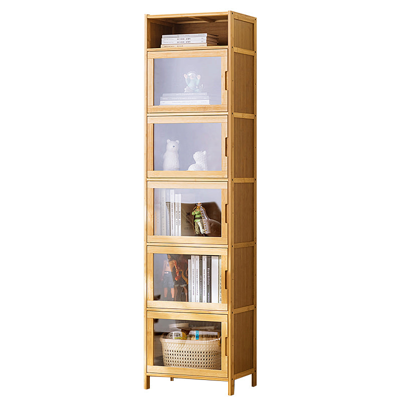 Contemporary Rectangle Storage Cabinet Natural Finish Accent Cabinet with Doors