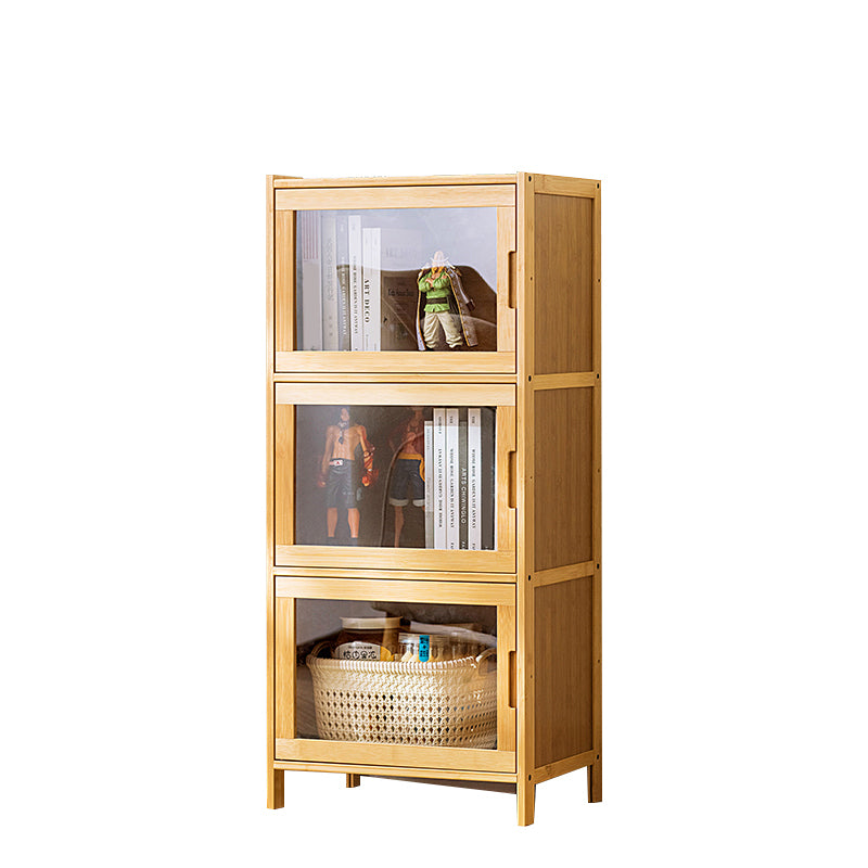 Contemporary Rectangle Storage Cabinet Natural Finish Accent Cabinet with Doors