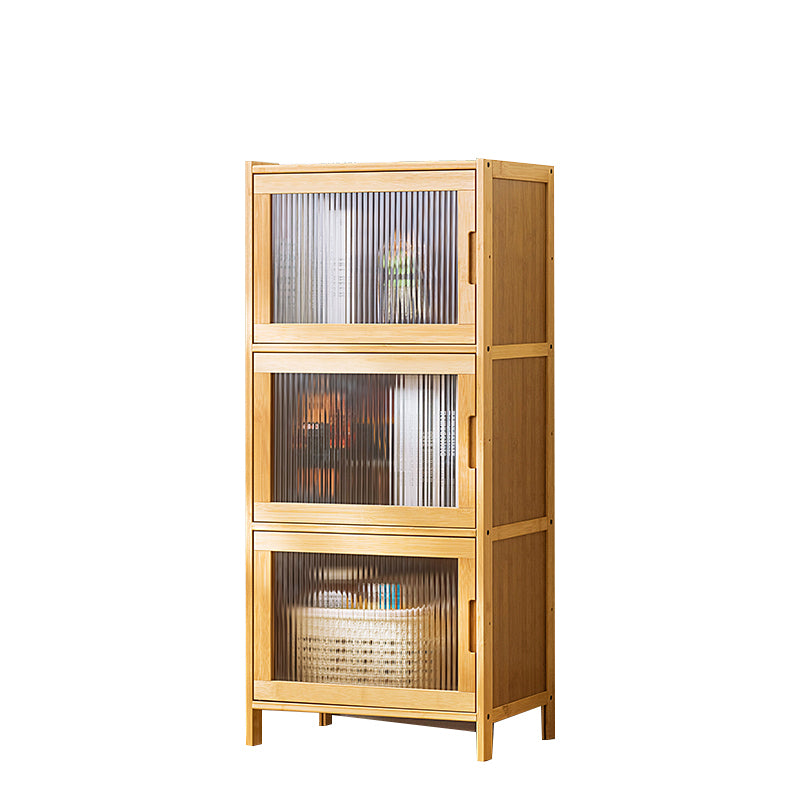 Contemporary Rectangle Storage Cabinet Natural Finish Accent Cabinet with Doors