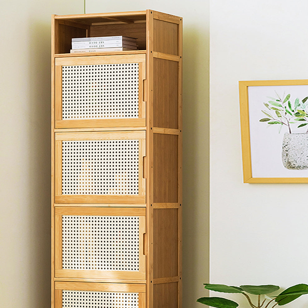 Contemporary Rectangle Storage Cabinet Natural Finish Accent Cabinet with Doors