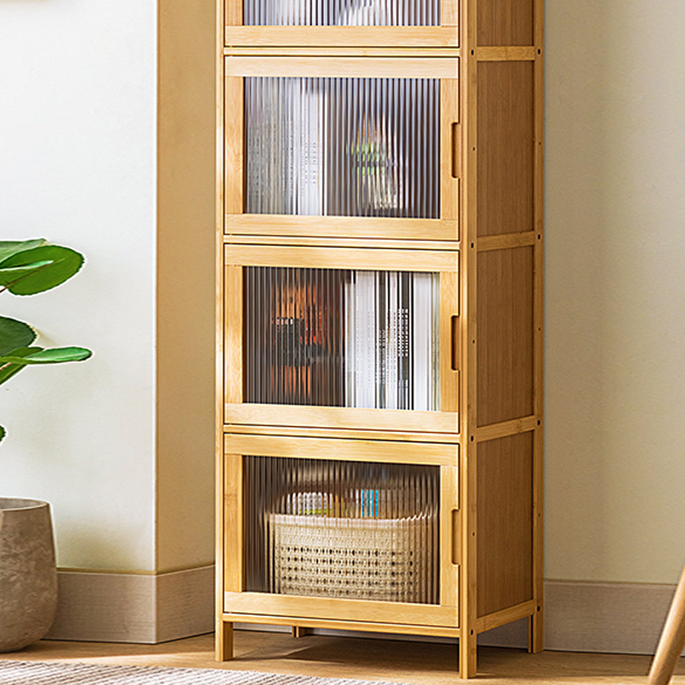 Contemporary Rectangle Storage Cabinet Natural Finish Accent Cabinet with Doors