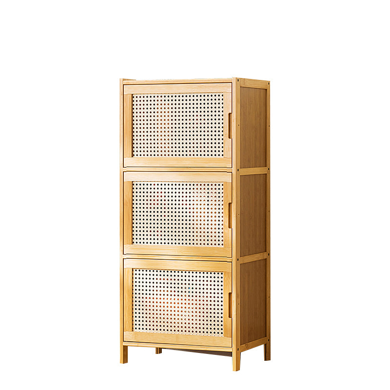 Contemporary Rectangle Storage Cabinet Natural Finish Accent Cabinet with Doors