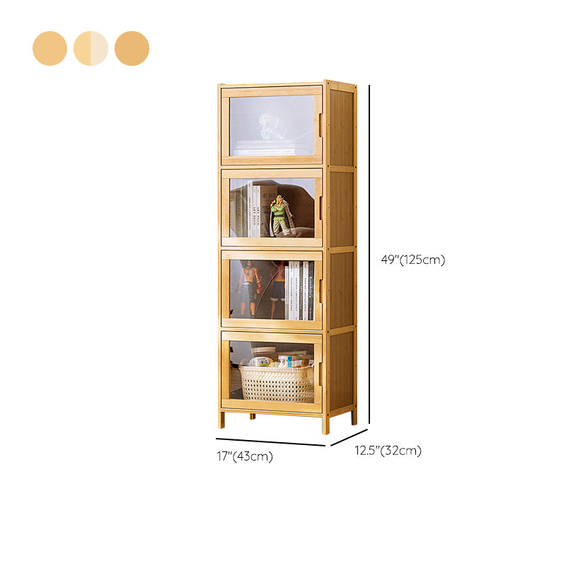 Contemporary Rectangle Storage Cabinet Natural Finish Accent Cabinet with Doors