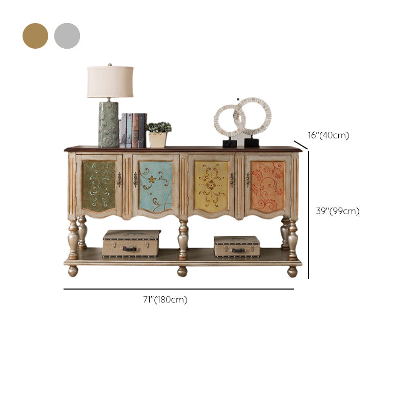 Industrial Solid Wood Storage Cabinet with Doors Chest with Shelves