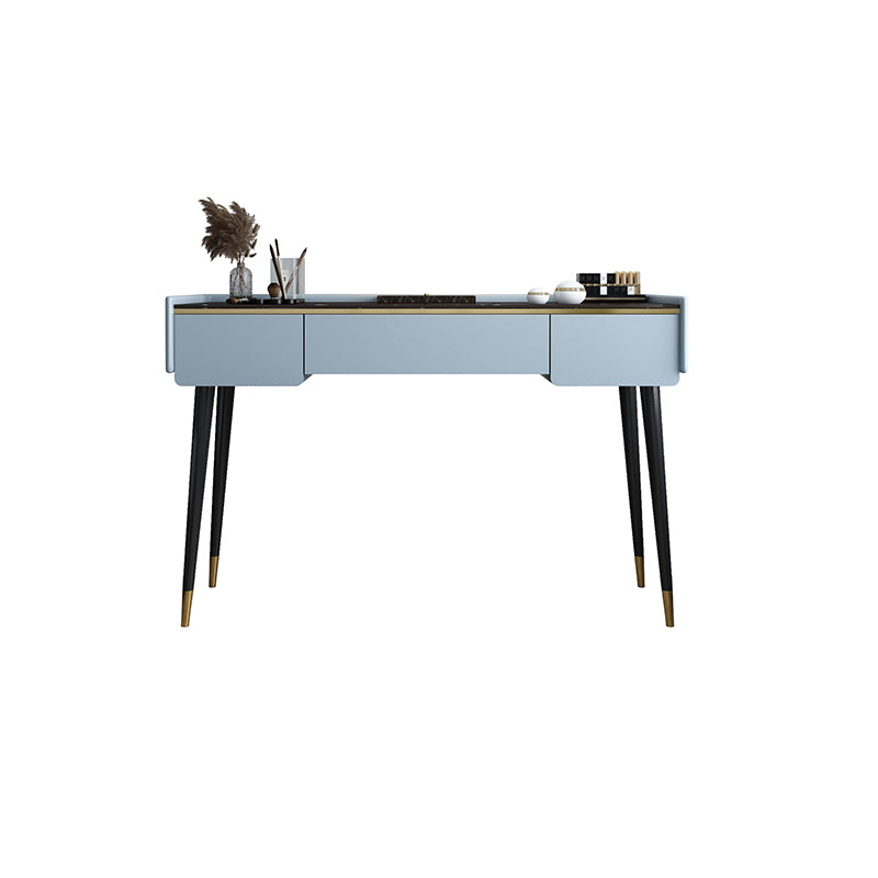 Glam Wooden Frame Dressing Table Slate Top Vanity with Drawers
