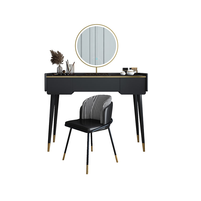 Glam Wooden Frame Dressing Table Slate Top Vanity with Drawers
