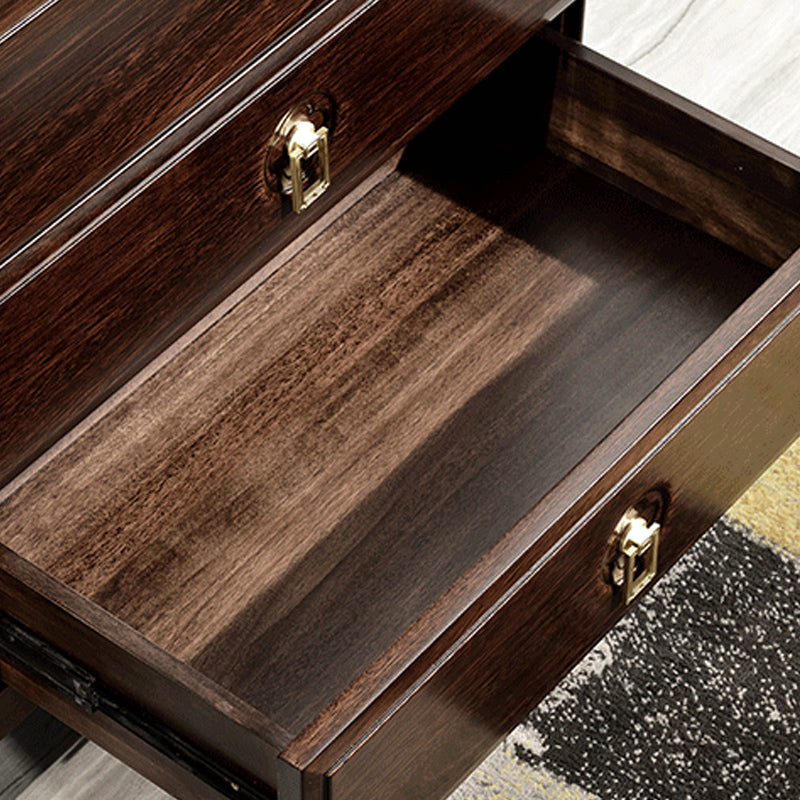 Mid-Century Modern Accent Chest Rectangle Brown Lacquered Wood Chest