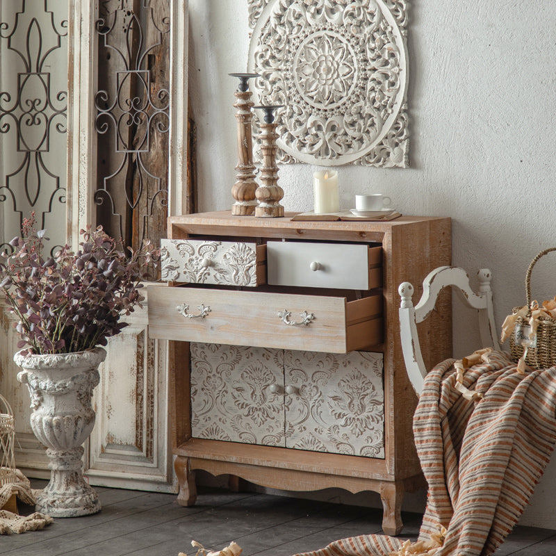 Industrial Espresso Accent Cabinet with Drawer Chest with Doors