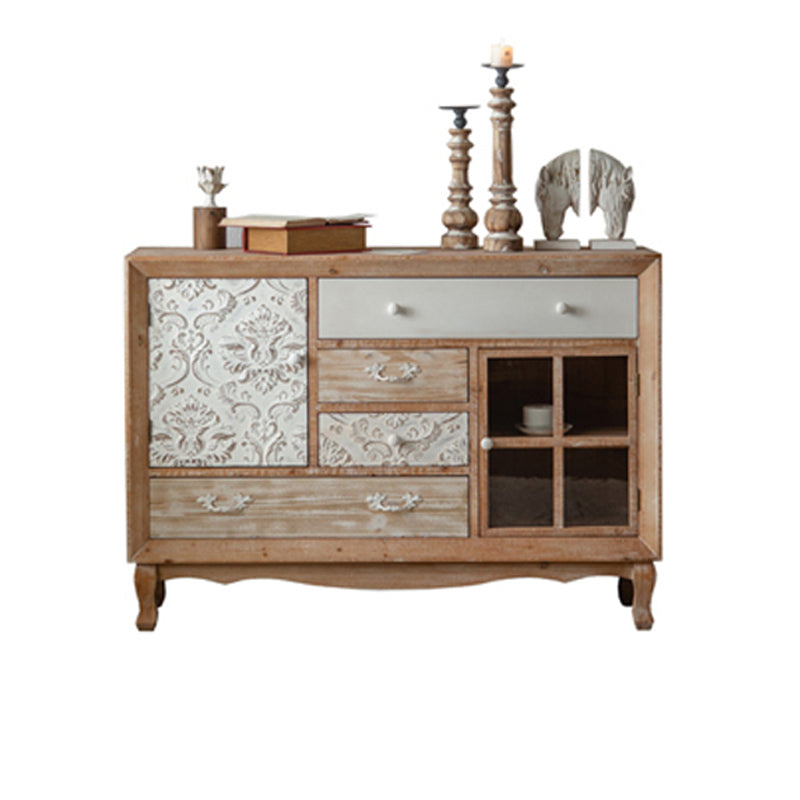 Industrial Espresso Accent Cabinet with Drawer Chest with Doors