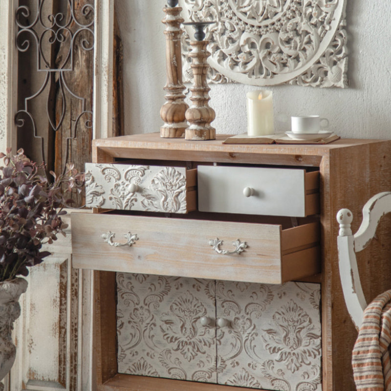 Industrial Espresso Accent Cabinet with Drawer Chest with Doors