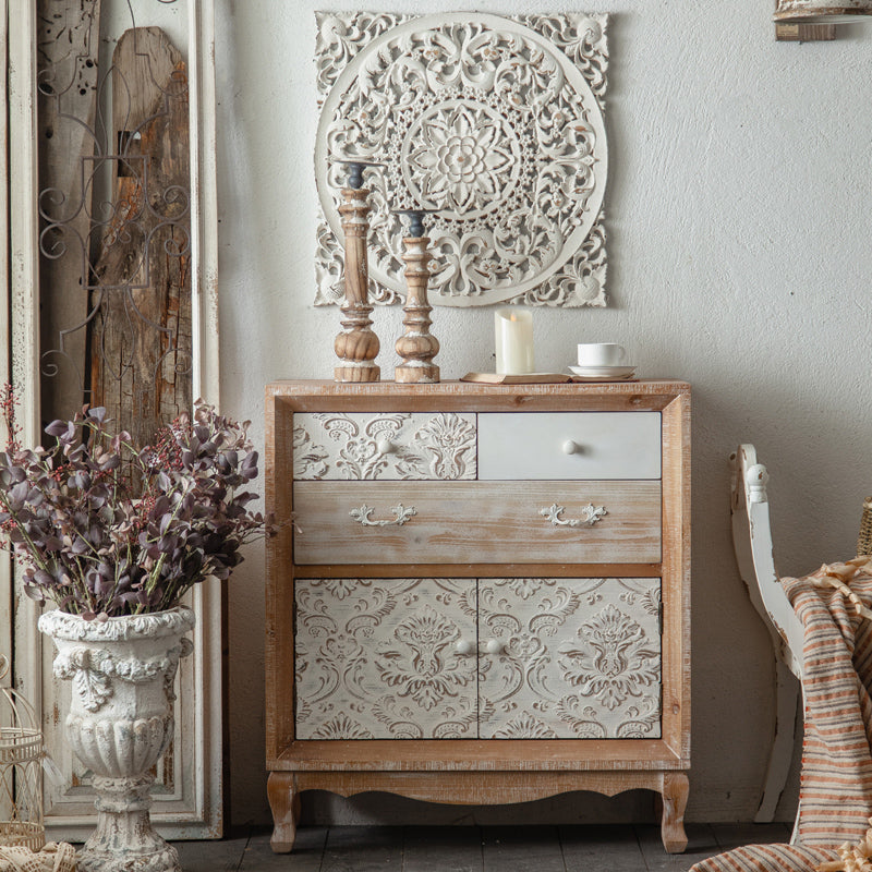 Industrial Espresso Accent Cabinet with Drawer Chest with Doors