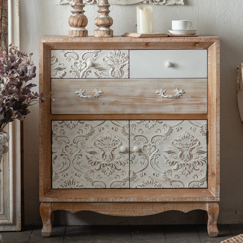 Industrial Espresso Accent Cabinet with Drawer Chest with Doors
