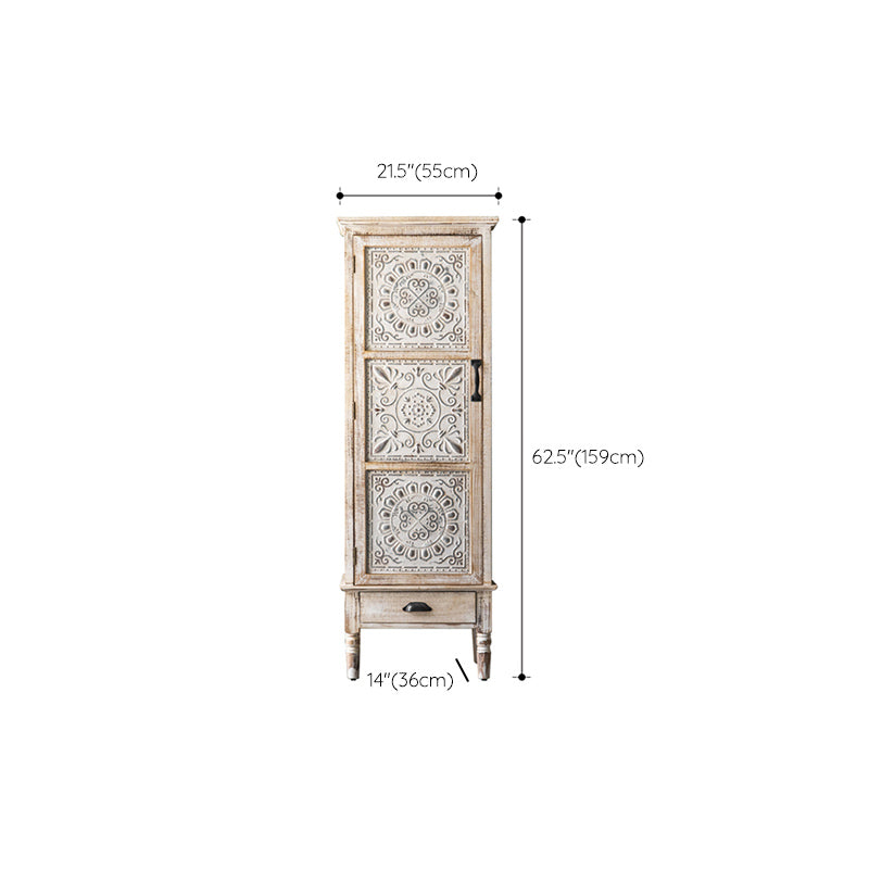 Industrial Rectangle Accent Cabinet Distressed Finish Fretwork Accent Cabinet