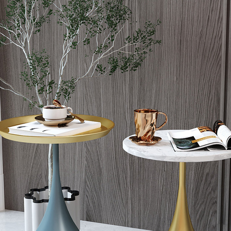 Tray Top Round Side End Table Pedestal End Table for Living Room
