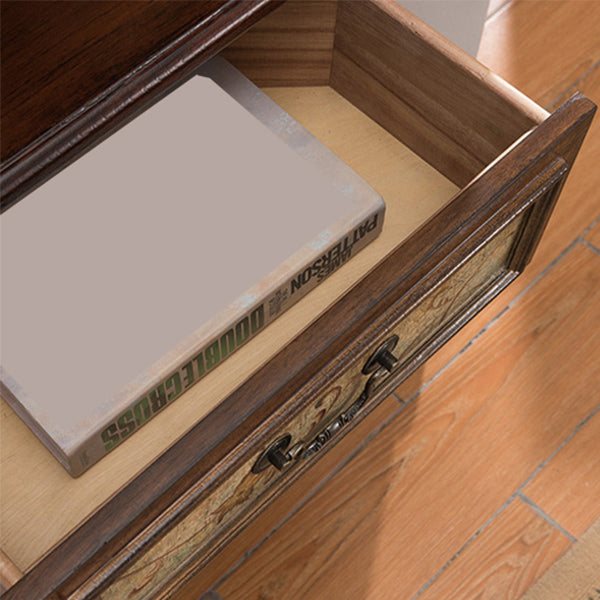 Industrial Corner Accent Cabinet Distressed Finish Fretwork Accent Cabinet