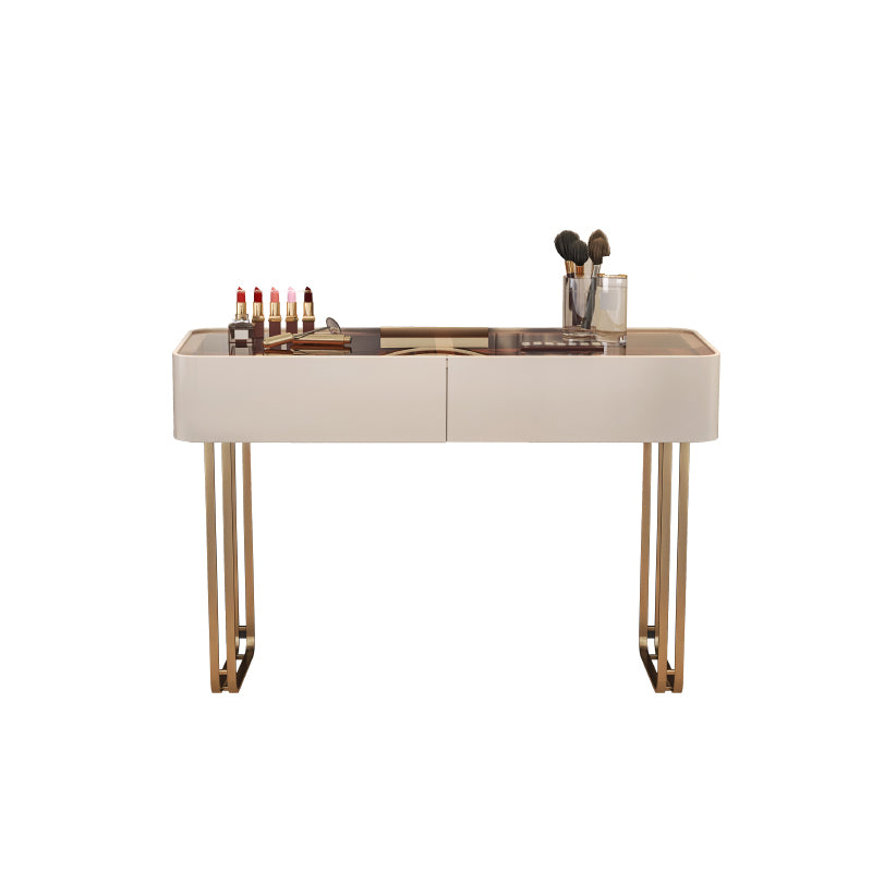 30.7" Height Makeup Table Solid Wood Vanity with Drawers Vanity Stool