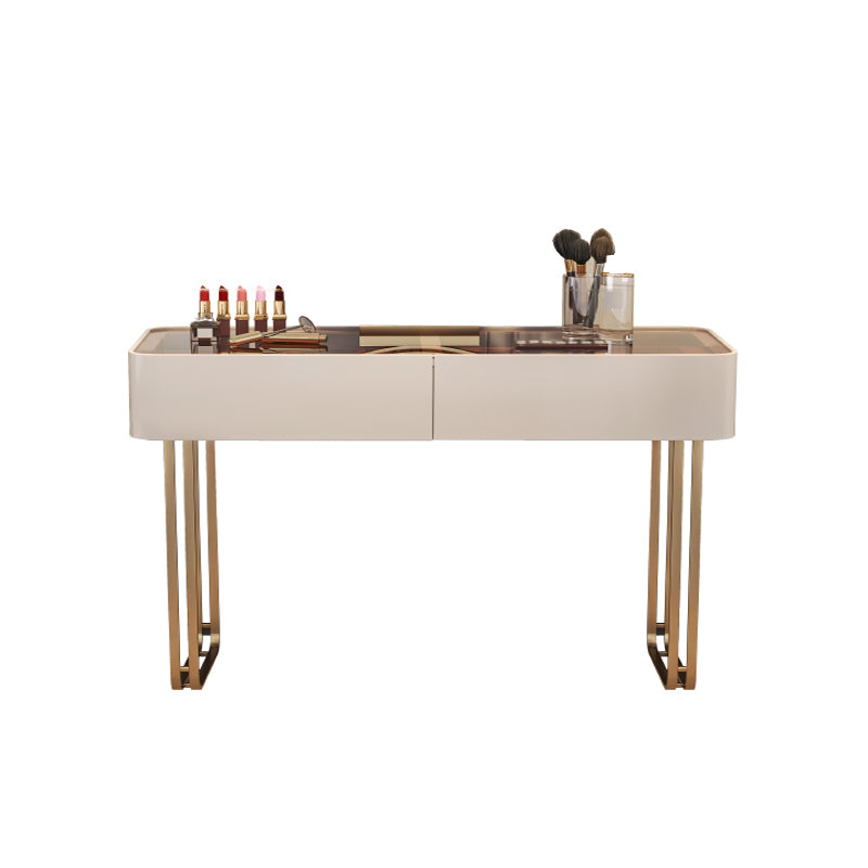 30.7" Height Makeup Table Solid Wood Vanity with Drawers Vanity Stool