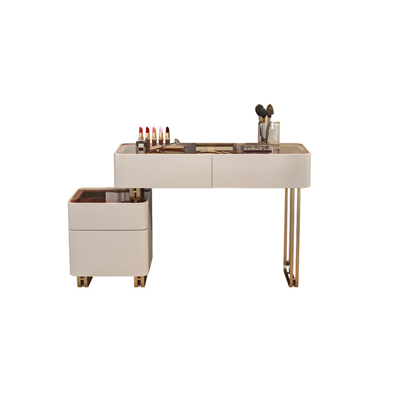 30.7" Height Makeup Table Solid Wood Vanity with Drawers Vanity Stool