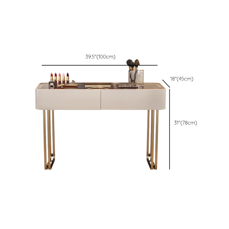 30.7" Height Makeup Table Solid Wood Vanity with Drawers Vanity Stool