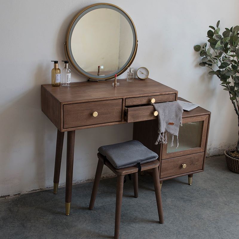 Rubberwood Dressing Table Solid Wood Make-up Vanity with Drawers