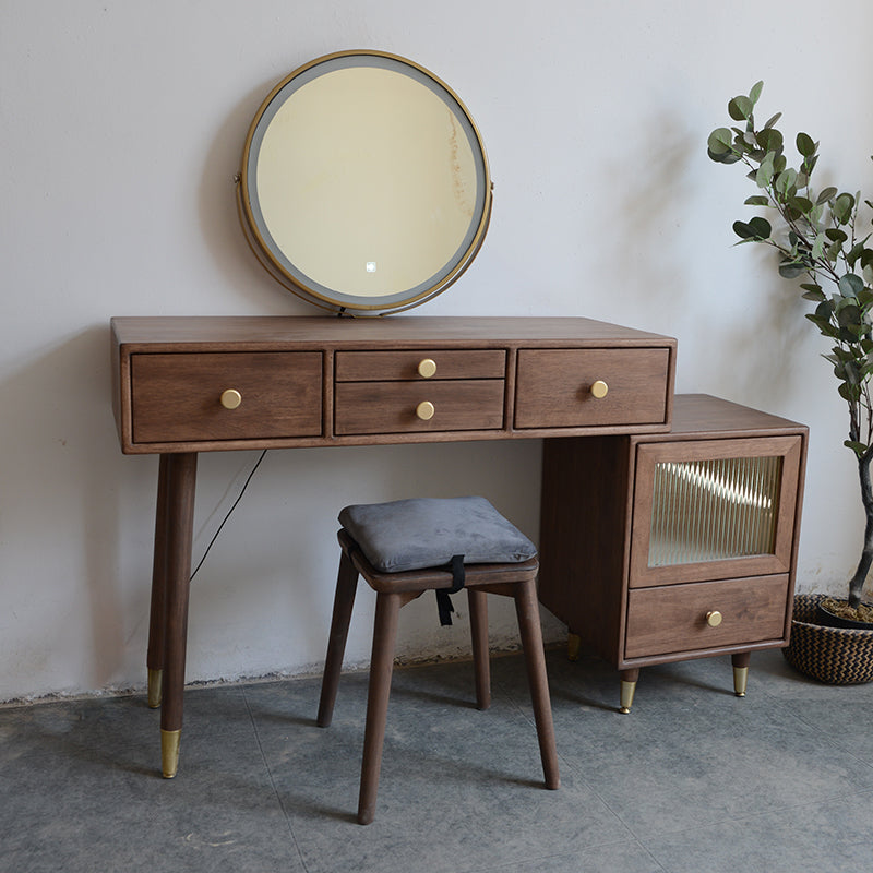 Rubberwood Dressing Table Solid Wood Make-up Vanity with Drawers