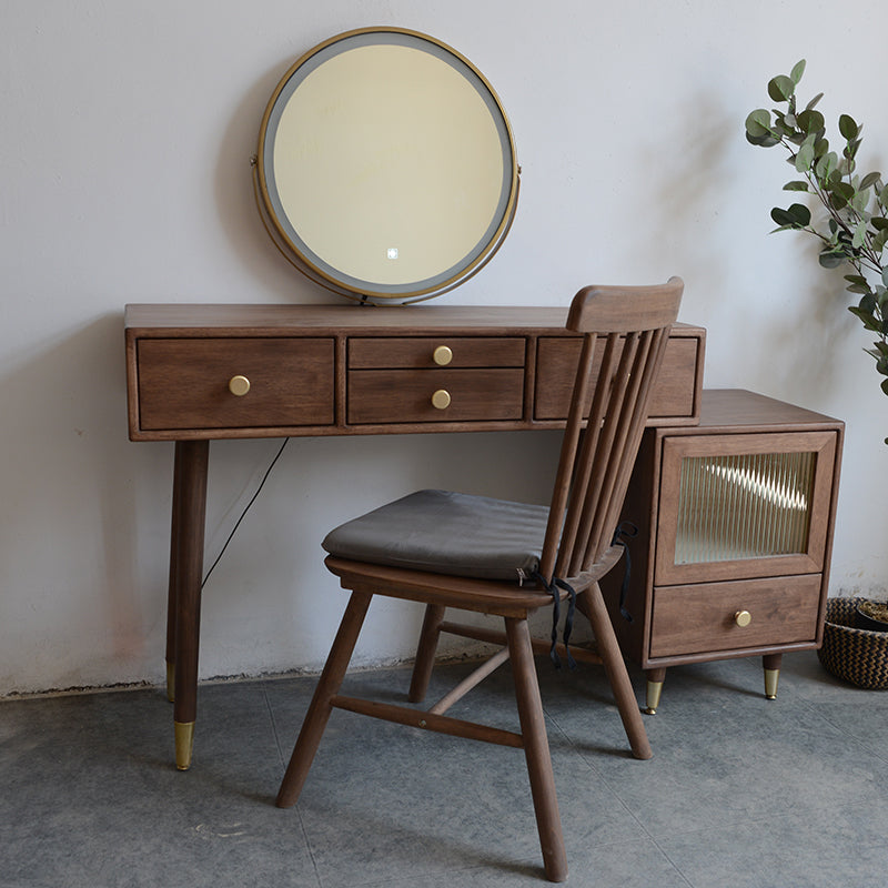 Rubberwood Dressing Table Solid Wood Make-up Vanity with Drawers