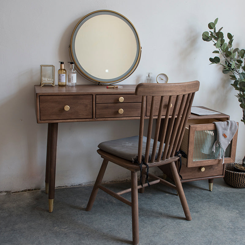 Rubberwood Dressing Table Solid Wood Make-up Vanity with Drawers