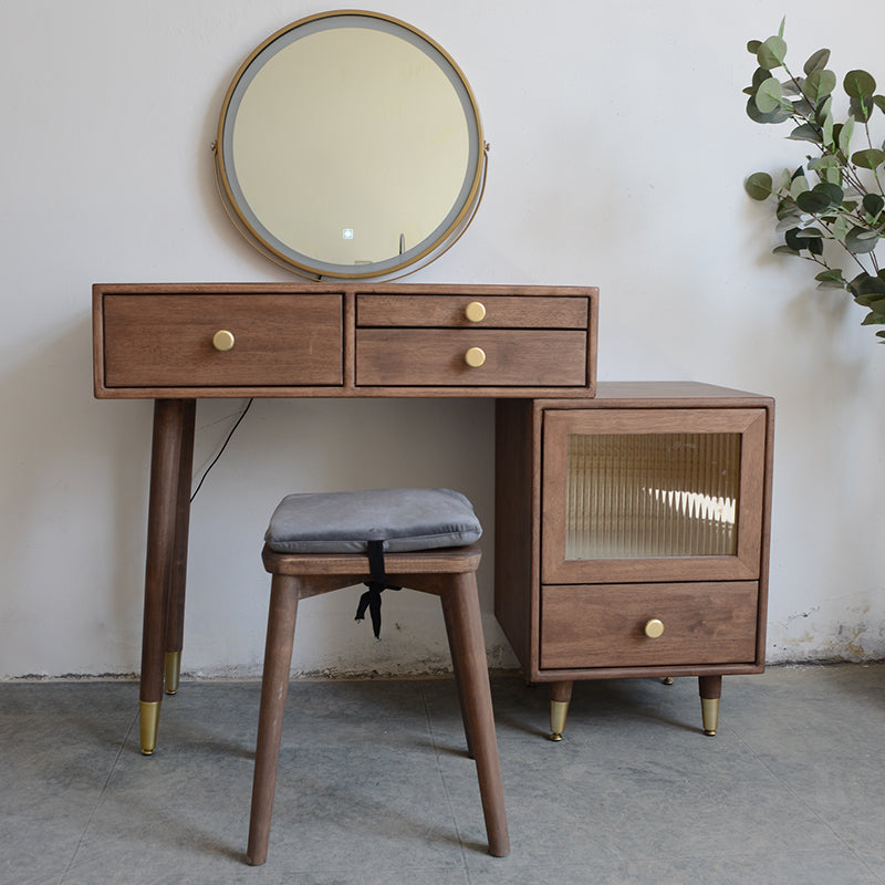 Rubberwood Dressing Table Solid Wood Make-up Vanity with Drawers