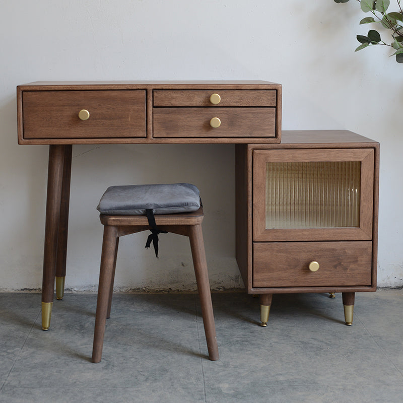 Rubberwood Dressing Table Solid Wood Make-up Vanity with Drawers