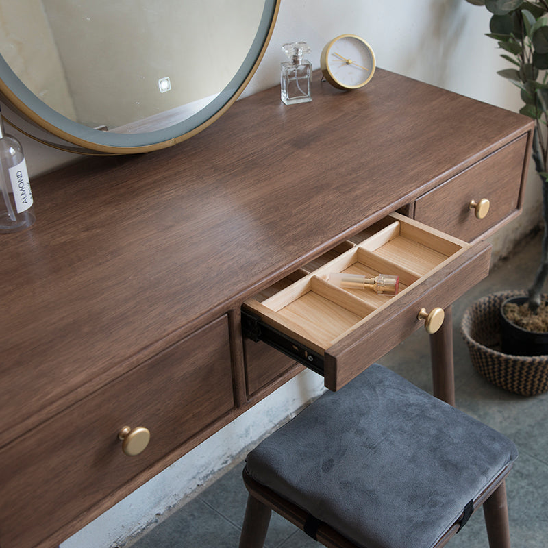 Rubberwood Dressing Table Solid Wood Make-up Vanity with Drawers