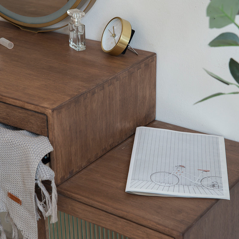 Rubberwood Dressing Table Solid Wood Make-up Vanity with Drawers