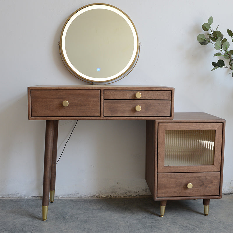 Rubberwood Dressing Table Solid Wood Make-up Vanity with Drawers
