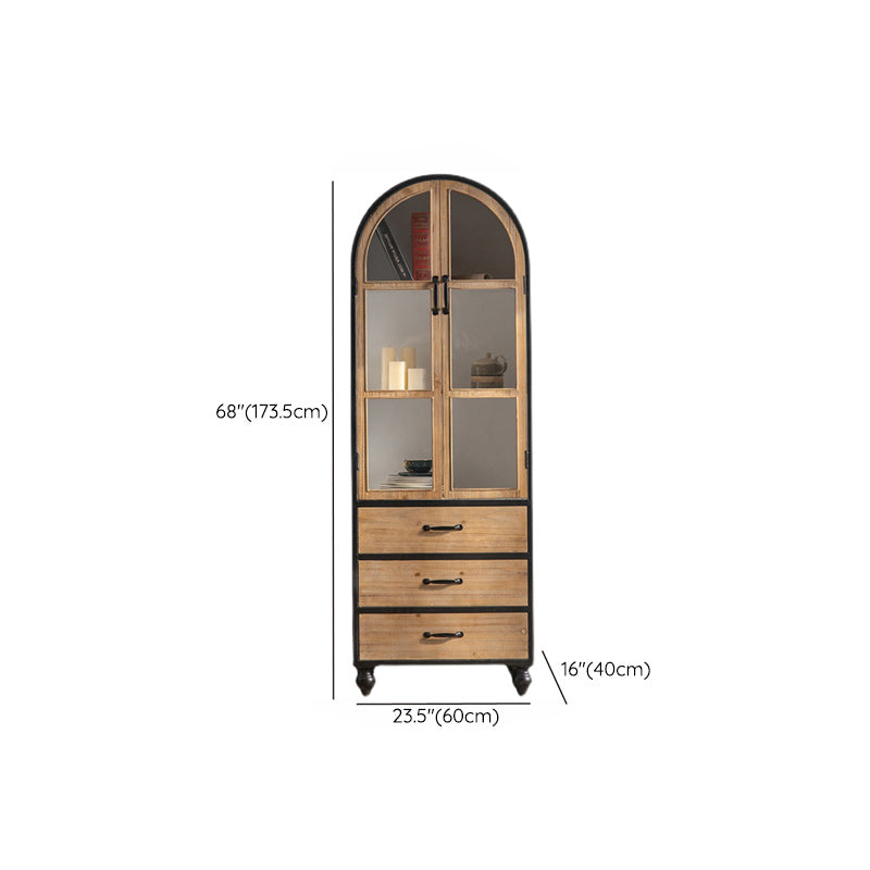 Wood and Iron Chest with Doors Bar Pulls Accent Cabinet with Shelves