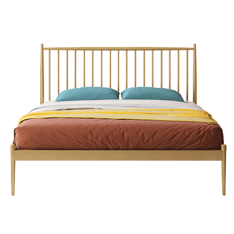 Glam Metal Slat Bed with Headboard Standard Bed with Metal Legs in Gold