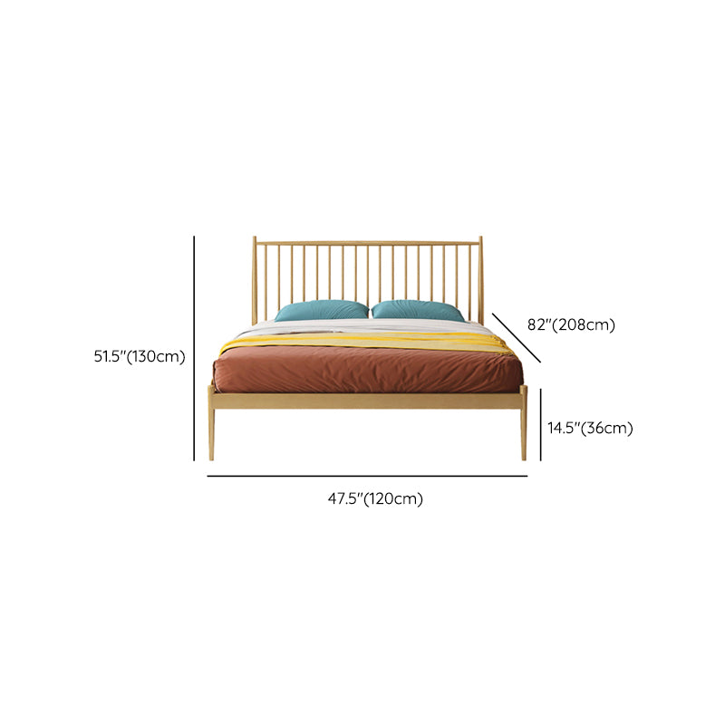 Glam Metal Slat Bed with Headboard Standard Bed with Metal Legs in Gold