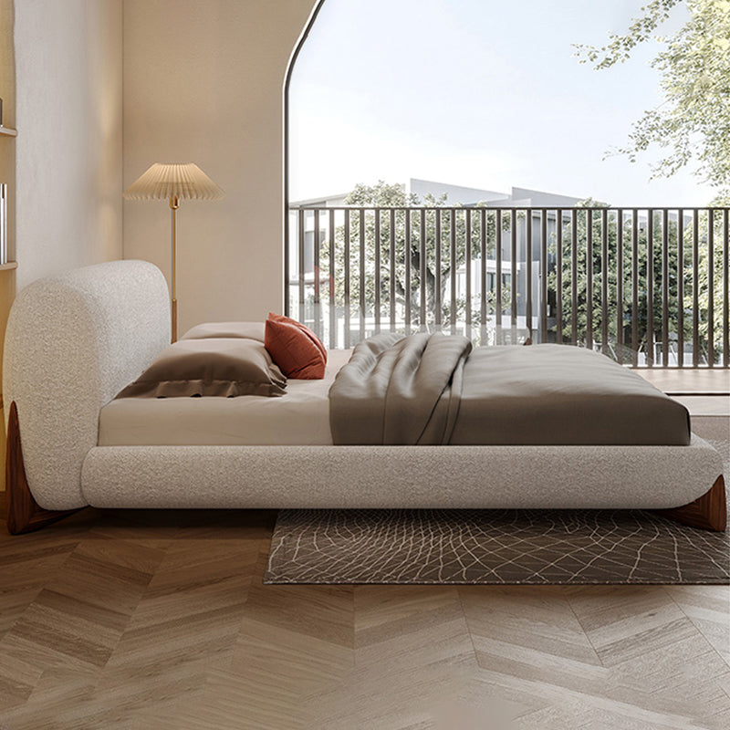 Contemporary Standard Bed with Rectangle Upholstered Headboard in White